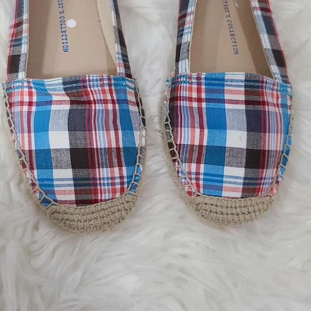 Franco Sarto Womens Espadrille Plaid Canvas Fabric Size ‎ 6.5 M